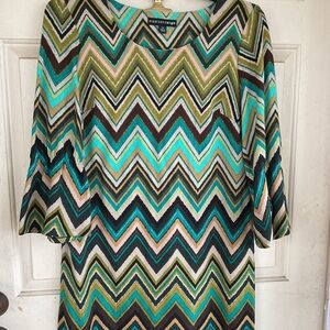 WOMENS MADISON LEIGH DRESS LONG BELL SLEEVES CHEVRON STYLE SZ.12 42X39